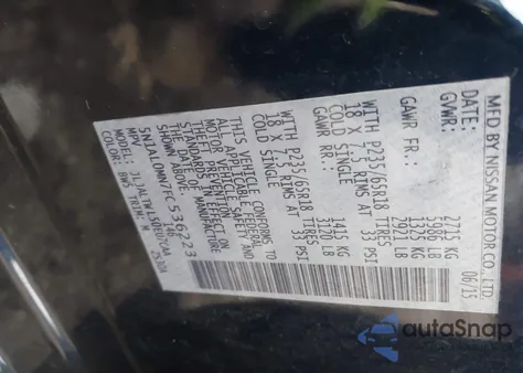 2015 Infiniti Qx60 из США, поврежденный, VIN 5N1AL0MN7FC536223